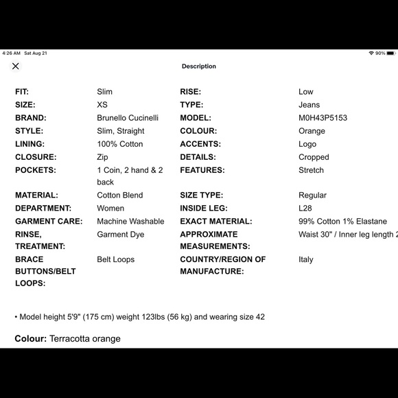 Brunello Cucinelli, Jeans, Extra Small - Picture 8 of 9